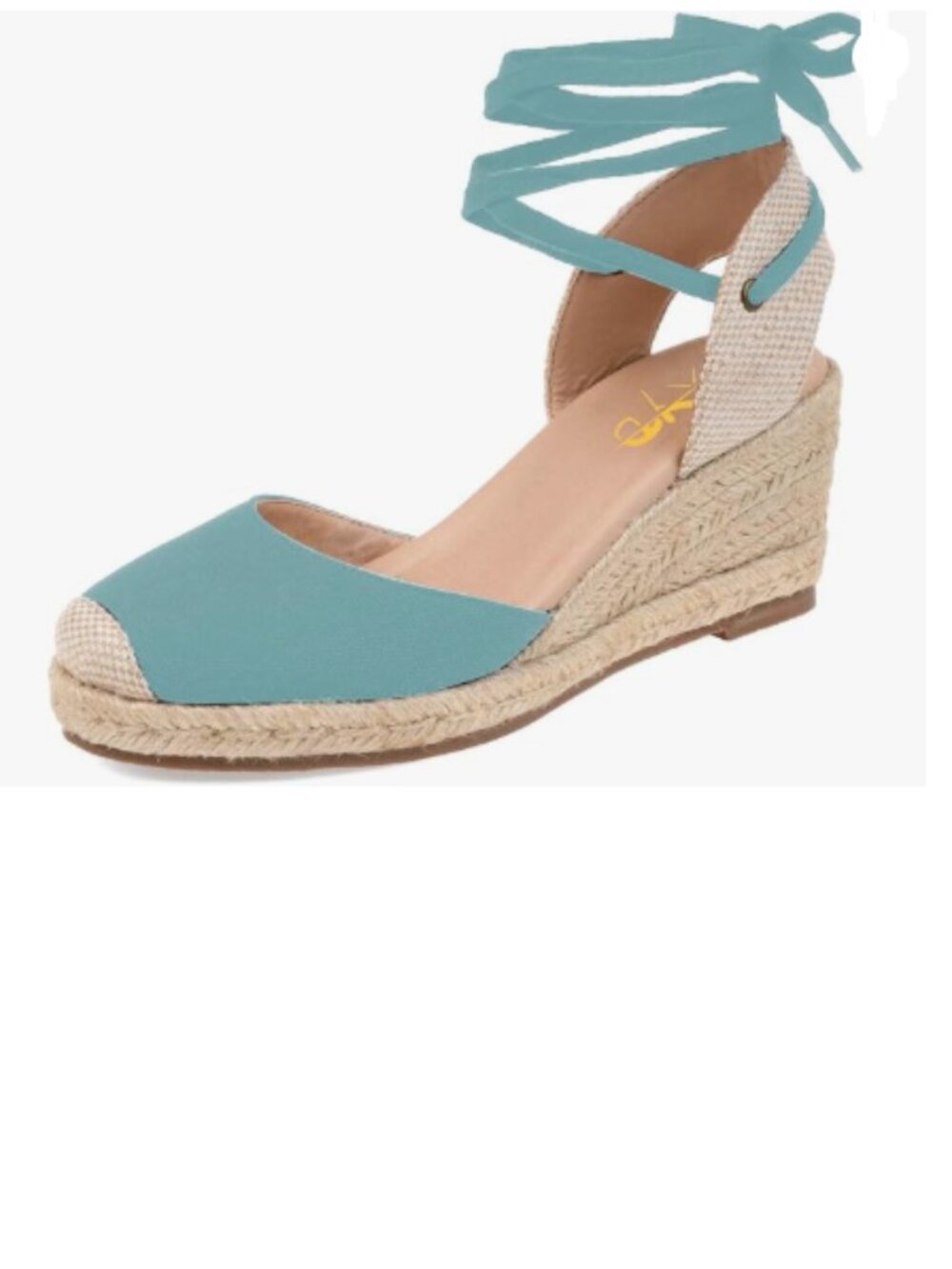 XYD Turquoise Ankle Strappy Espadrilles Wedge Sandals Round Toe Slingback Shoes